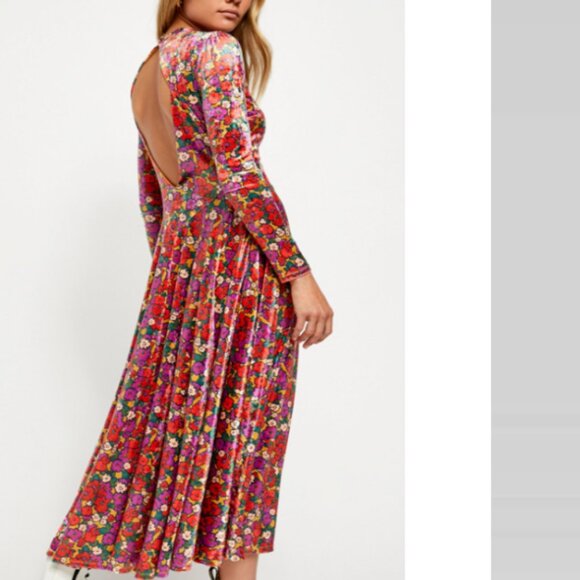 Free People Heartland Crushed Velvet Maxi Dress Red Purple XS - Picture 2 of 16